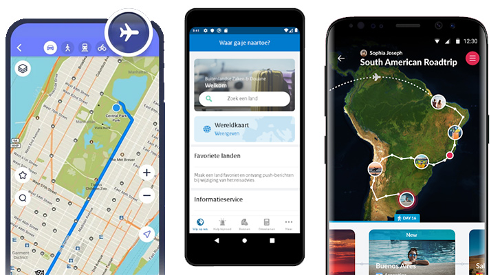 Apps Maps.me, MinBuZa, Polarsteps