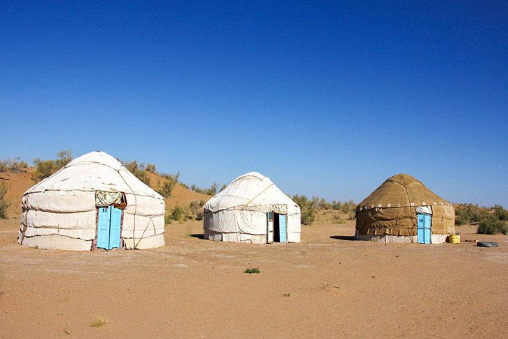 Overnachten in yurts in Oezbekistan