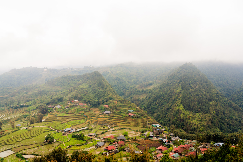 Uitzicht op de rijstterrassen in Sapa, Vietnam