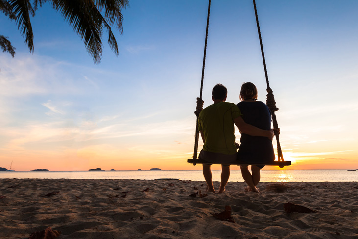 Huwelijksreis op het strand Huwelijksreis op het strand