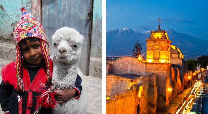 Lokale bevolking en gebouwen in Peru